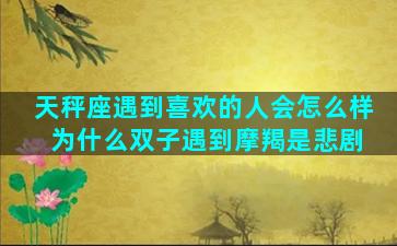 天秤座遇到喜欢的人会怎么样 为什么双子遇到摩羯是悲剧